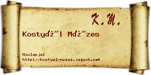 Kostyál Mózes névjegykártya